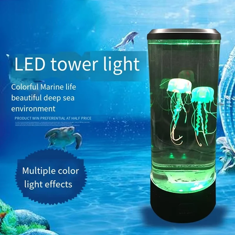 ABBN-LED Jellyfish Night Light USB Powered Colorful Lighting Modes For Home Office Desktop Decorative Gifts