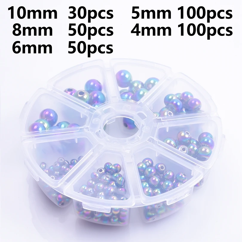 330PCS/Set Beads Box Stainless Steel Plating Colorful Small Hole Beads For Jewelry Bracelets Making Diy Handmade Accessories