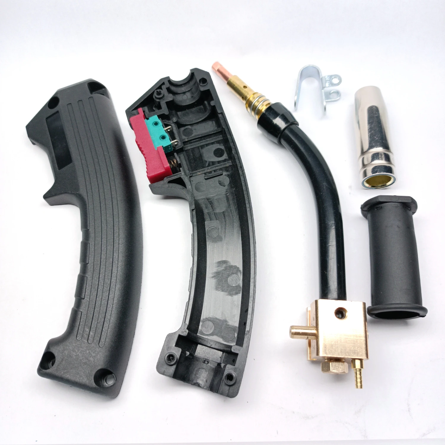 Gasless Soldagem Tocha Cabeça de Soldador Cisne Ganso Pescoço Fluxo Tubular Válvula de Gás Integrado 15ak Bico Ponta 14ak Mig Gun Mag