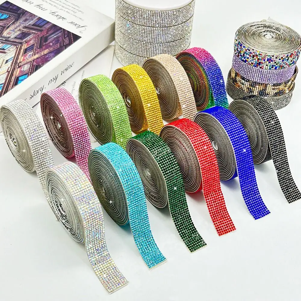 3 سنتيمتر عرض الراتنج حجر الراين قطاع 3 ياردة طول الحرارة ذوبان الغراء ذاتية اللصق الماس ملصق الحديد على ذاتية اللصق #3