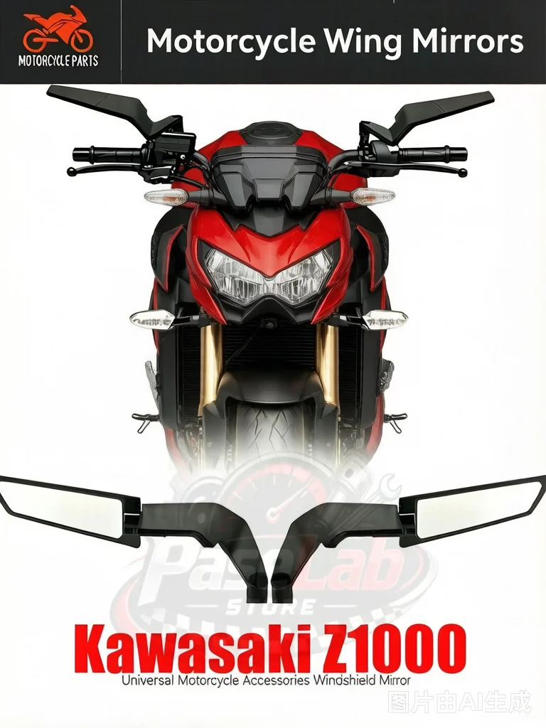 Für Kawasaki Z1000 Z900 Z800 Z750 Z650 Z400 Z300 Motorrad Carbonfaser-Spiegel Stealth Winglets Rückspiegel