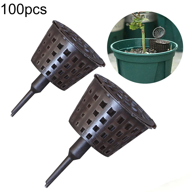 

100Pcs Plant Fertilizer Baskets With Lid Garden Bonsai Fertilizer Box Nursery Pots Bonsai Portable Automatic Fertilizer Pot Case