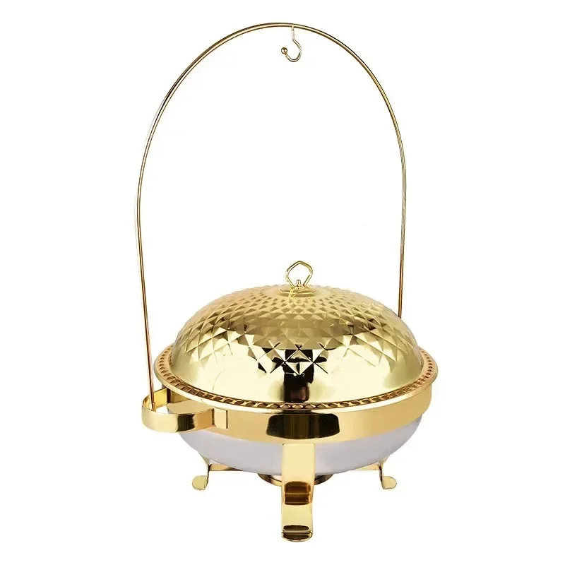 

Hotel buffet stove, small hot pot lid can be hung, restaurant daily golden stainless steel insulation stove