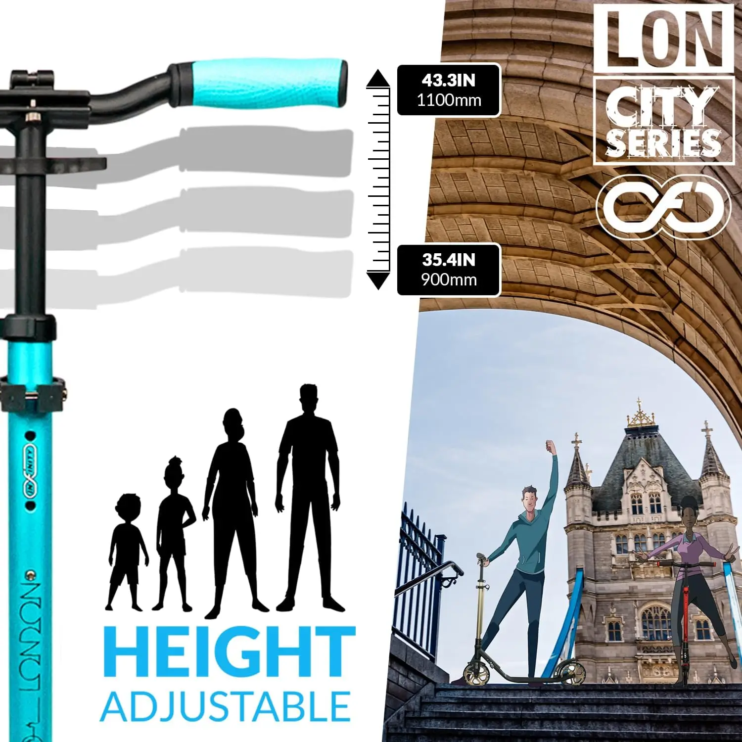 Foldable Kick Scooter - Kick Scooters for Adults, Teens and Kids with Carrying Strap - Fast Folding, Adjustable Handlebars and L