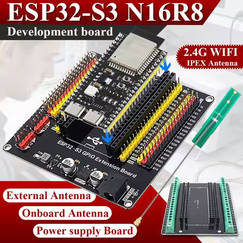 ESP32 S3 Development Board with Expansion Adapter Kit 2.4G Wifi BT Module MCU ESP32-S3WROOM1 N16R8 44Pin Type-C ESP32-S3