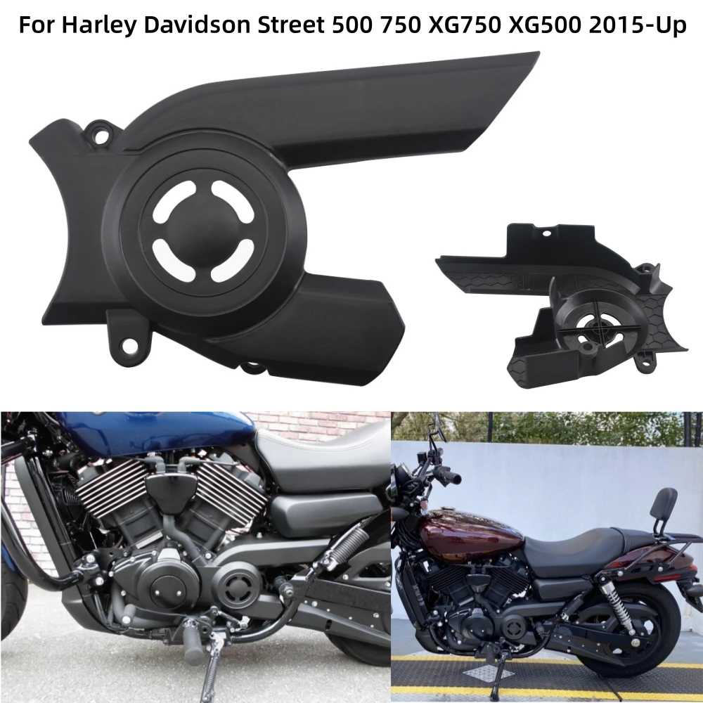 

Motorcycle Black Front Pulley Sprocket Cover For Harley Davidson Street 500 750 XG750 XG500 2015-2023 ABS Plastic