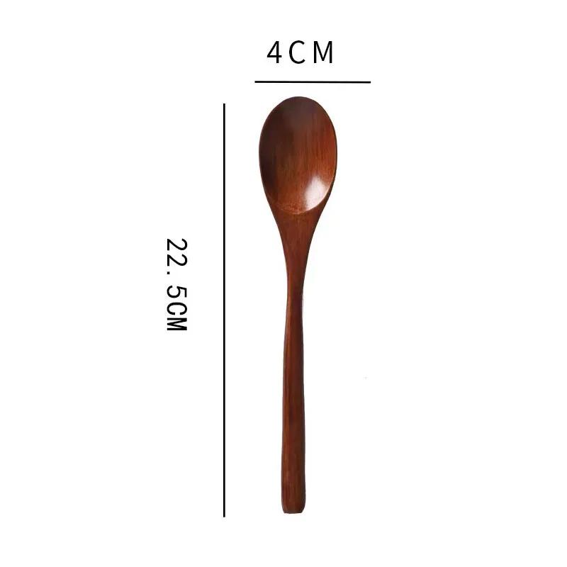 5/10Pieces Wooden Spoon Soup Spoon and Fork Eco Friendly Products Tableware Natural Ellipse Ladle Spoon Set Spoons for Cooking