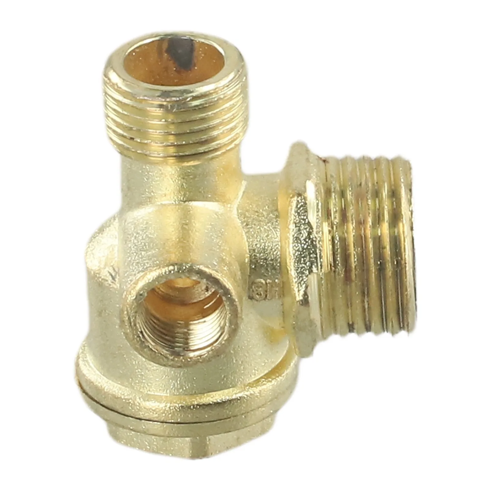 1pc 3-Port Air Compressor Check Valve Brass Central Connector Tool Male Threaded Valves Thread 10mm 16mm 20mm Pneumatic Parts