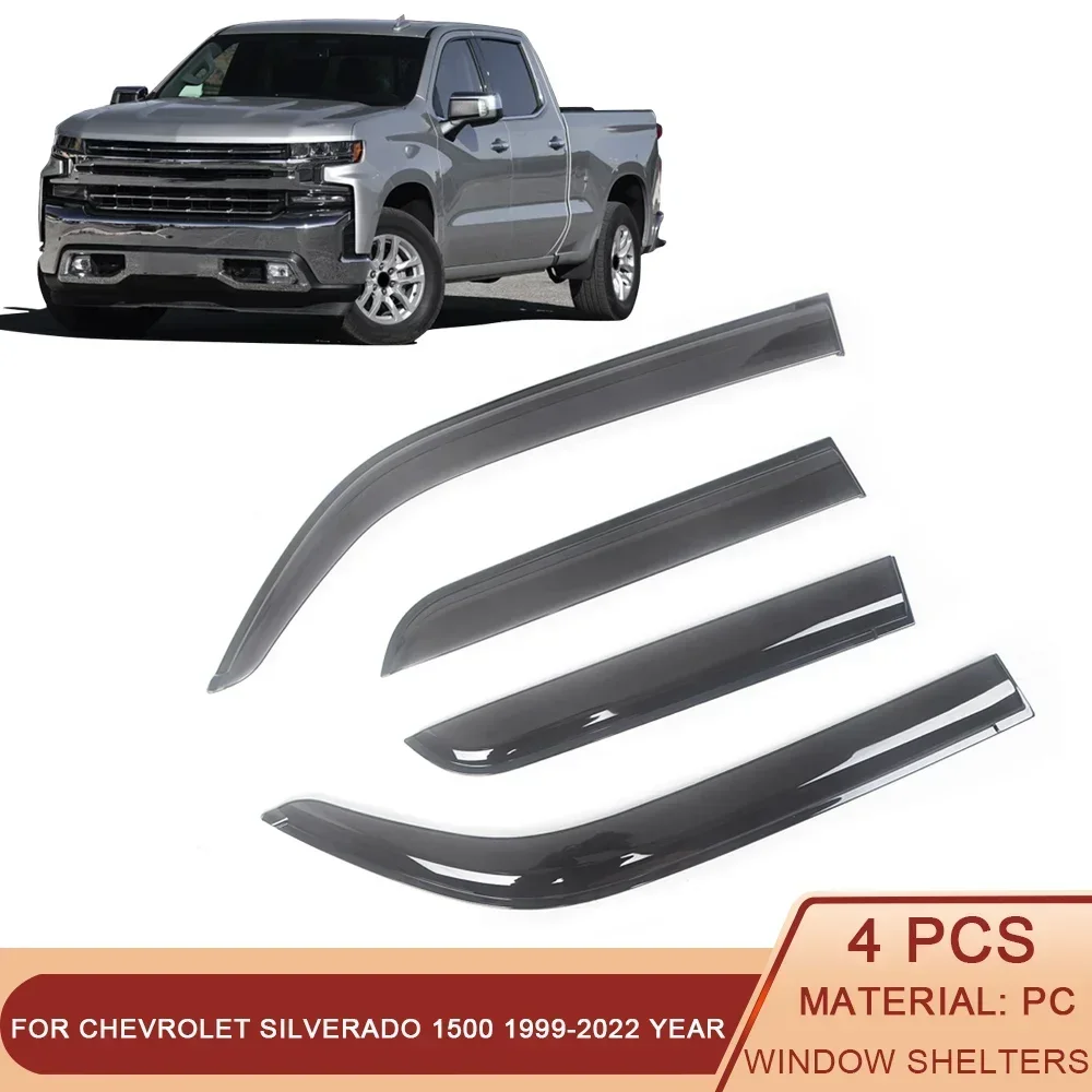 

For Chevrolet Silverado 1500 2500 3500 Chevy Black Tinted Car Side Window Visor Guard Vent Shelters Rain Guard Door Ventvisor