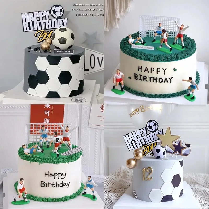 Football Cake Topper Boy Happy Birthday Party Supplies Model Soccer Team Cake Decoration Cupcake Flags Children Party Decor Gift