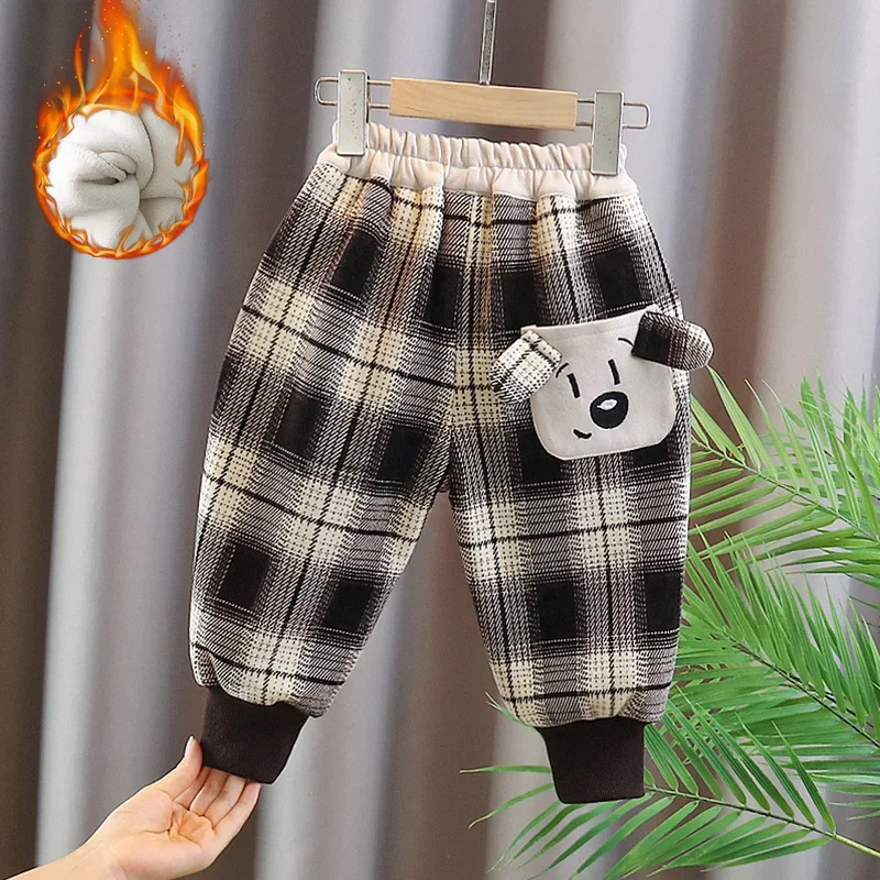 

New Winter Fashion Baby Girls Clothes Children Plaid Thicken Pants Kids Boys Trousers Toddler Casual Costume Infant Sportswear