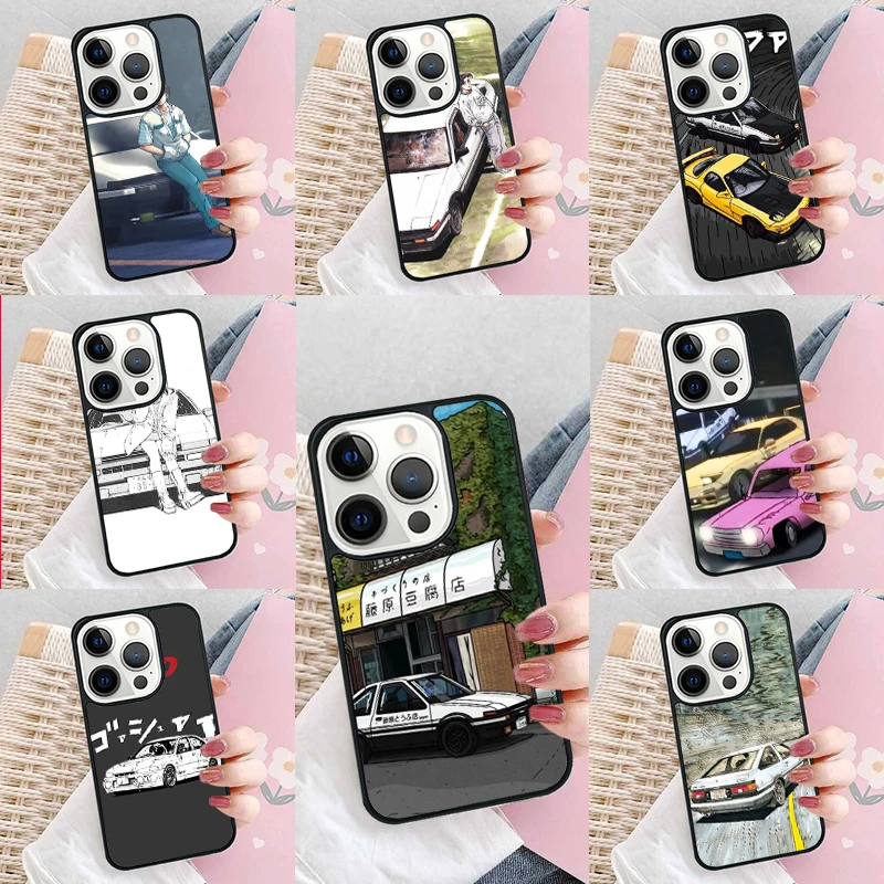 Initial D Drift Soft Phone Case Cover for iPhone 16 Promax 15 Pro 13 14 Plus 11 12 Mini XR XS MAX Coque