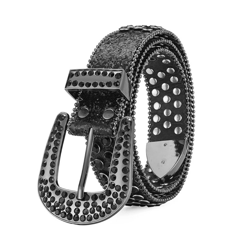 Ceinture décontractée pour jeans pour hommes et filles, taille entièrement sertie de diamants, environnement occidental, cowgirl, mode Y2K, DXAA