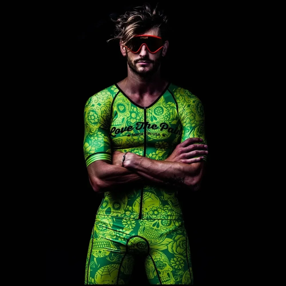 Love The Pain Men Cycling Skinsuit Triathlon Suit Breathable Short Sleeve Cycling Jersey Ropa Ciclismo Mtb Bike Jumpsuit Kit New