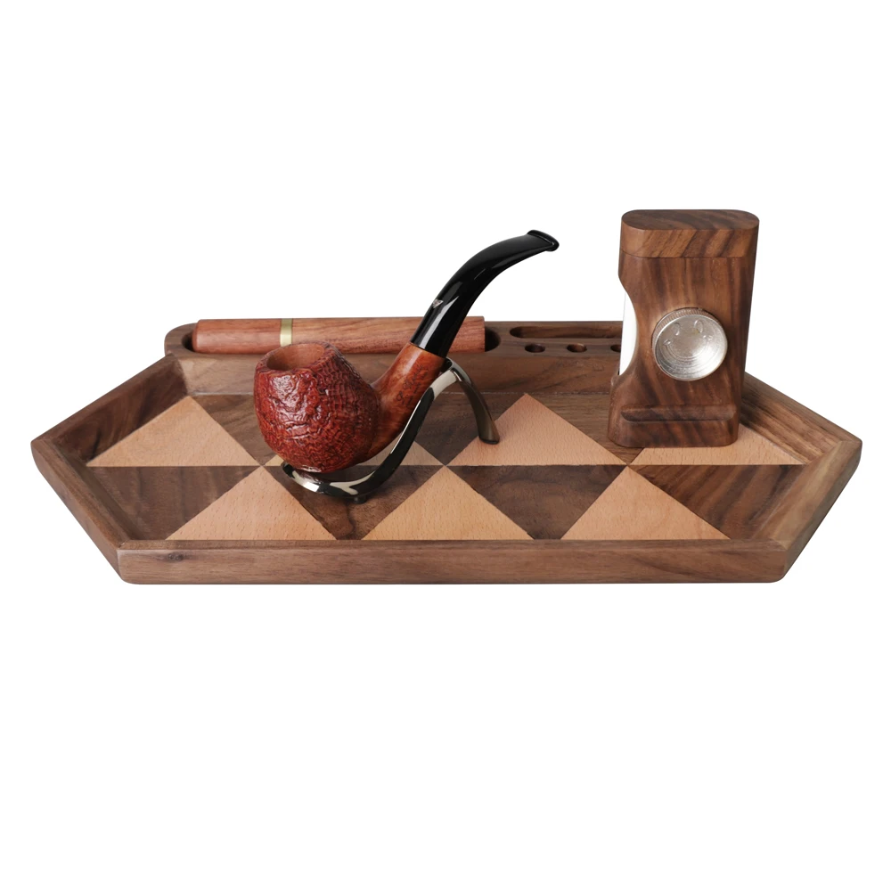 Multifunctional Wake Up Wooden Tray, Tobacco Pipe Decoration,  Tea Table Decoration,  Natural Wood Smoke Cigarette Rolling Tray