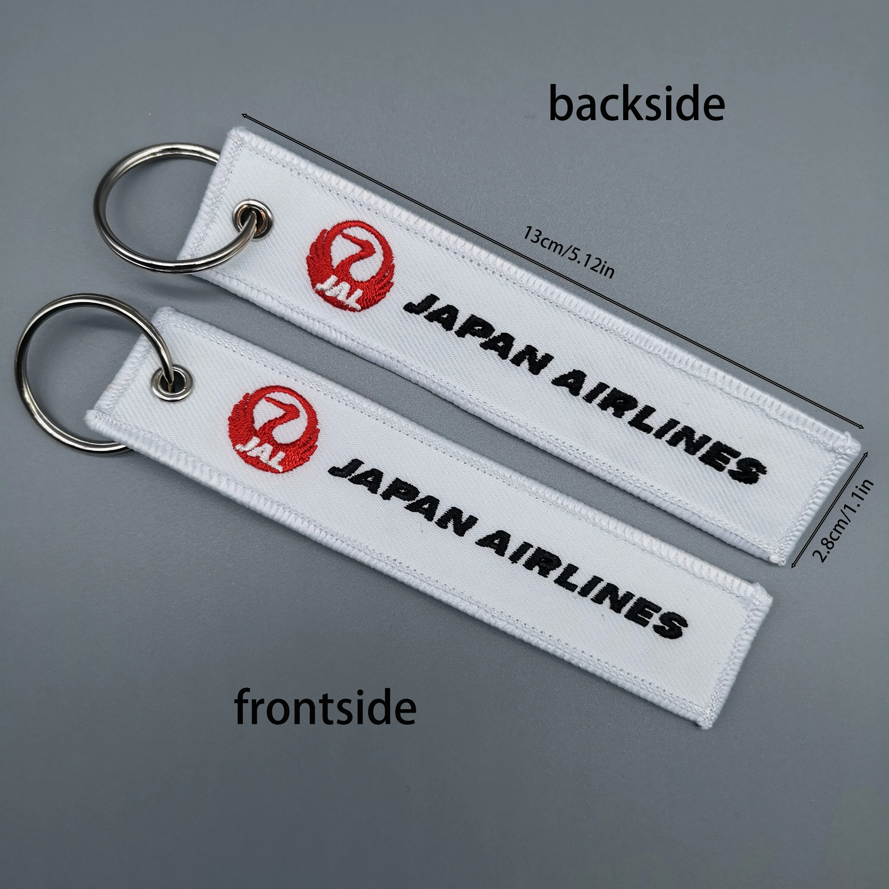 1 PC Japan Airlines Keychain Gift Letter Fashion Trinkey Double Sided Embroidered Motorcycle Key Accessories