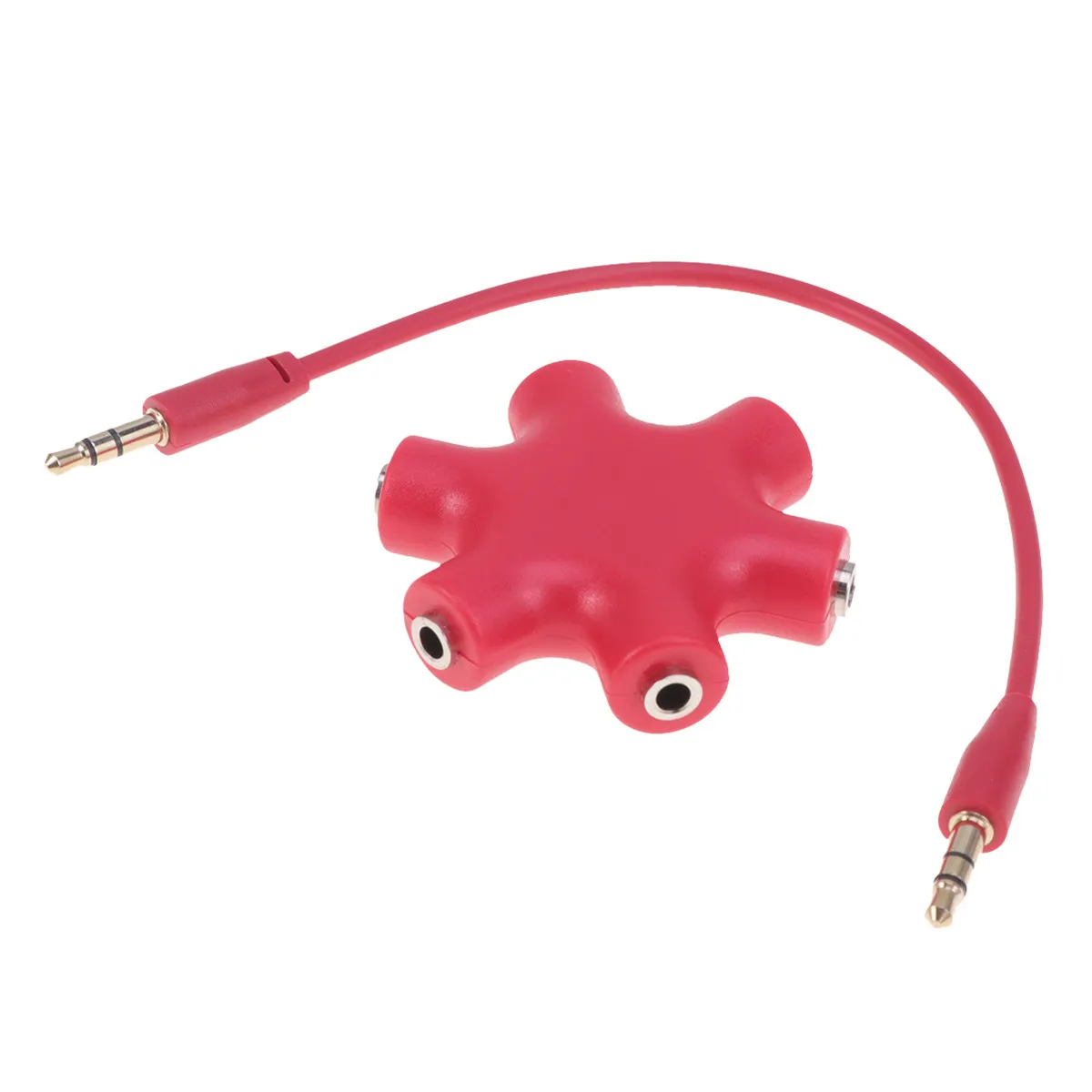 5 Way Earphone Splitter Hexangular Headphone Jack Splitter Female Audio Connector Adapter for Phone Music Player Pc Share Sound