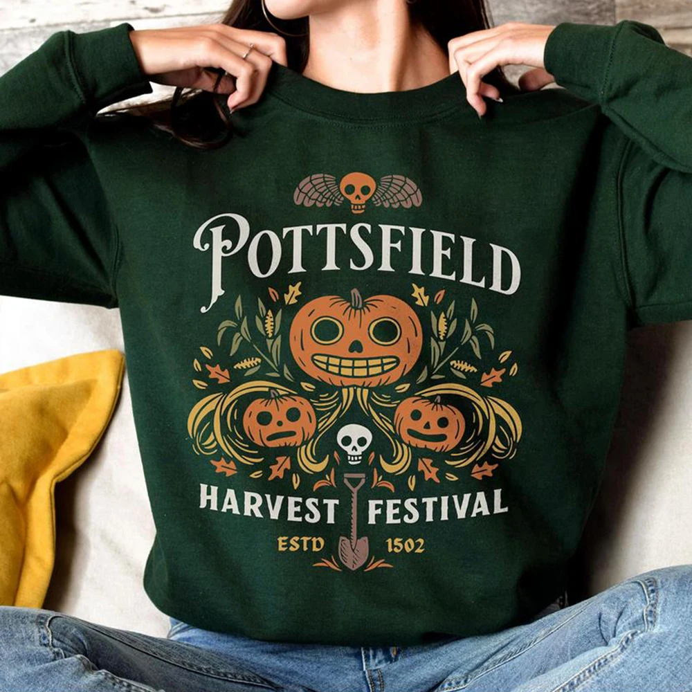 Pottsfield Harvest Festival Shirt Autumn Harvest Tshirt Pottsfield Sweatshirt Vegetables Fall Sweater Skeleton Festival Tops