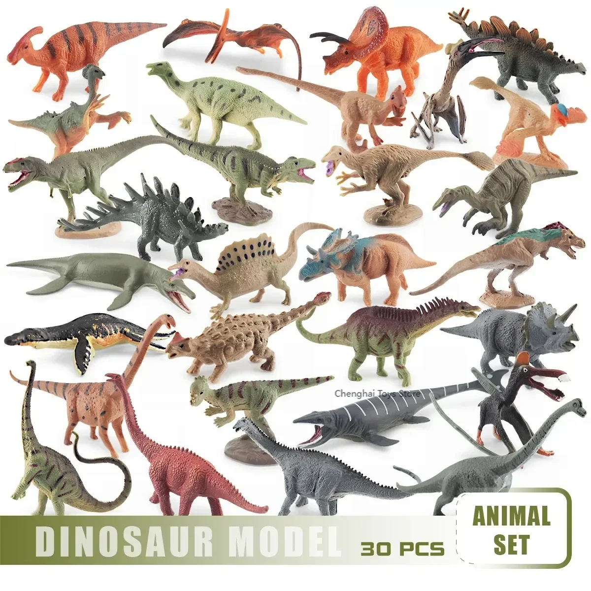 Simulation mini dinosaur set Triceratops Stegosaurus Diplodocus Torosaurus model toys