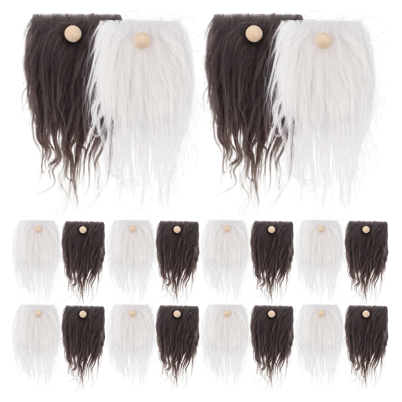 

24Sets Gnome Beard Hair Accessories Realistic Faux Beards for Crafting DIY Christmas Decoration Wood Bead Nose Craft Supplies