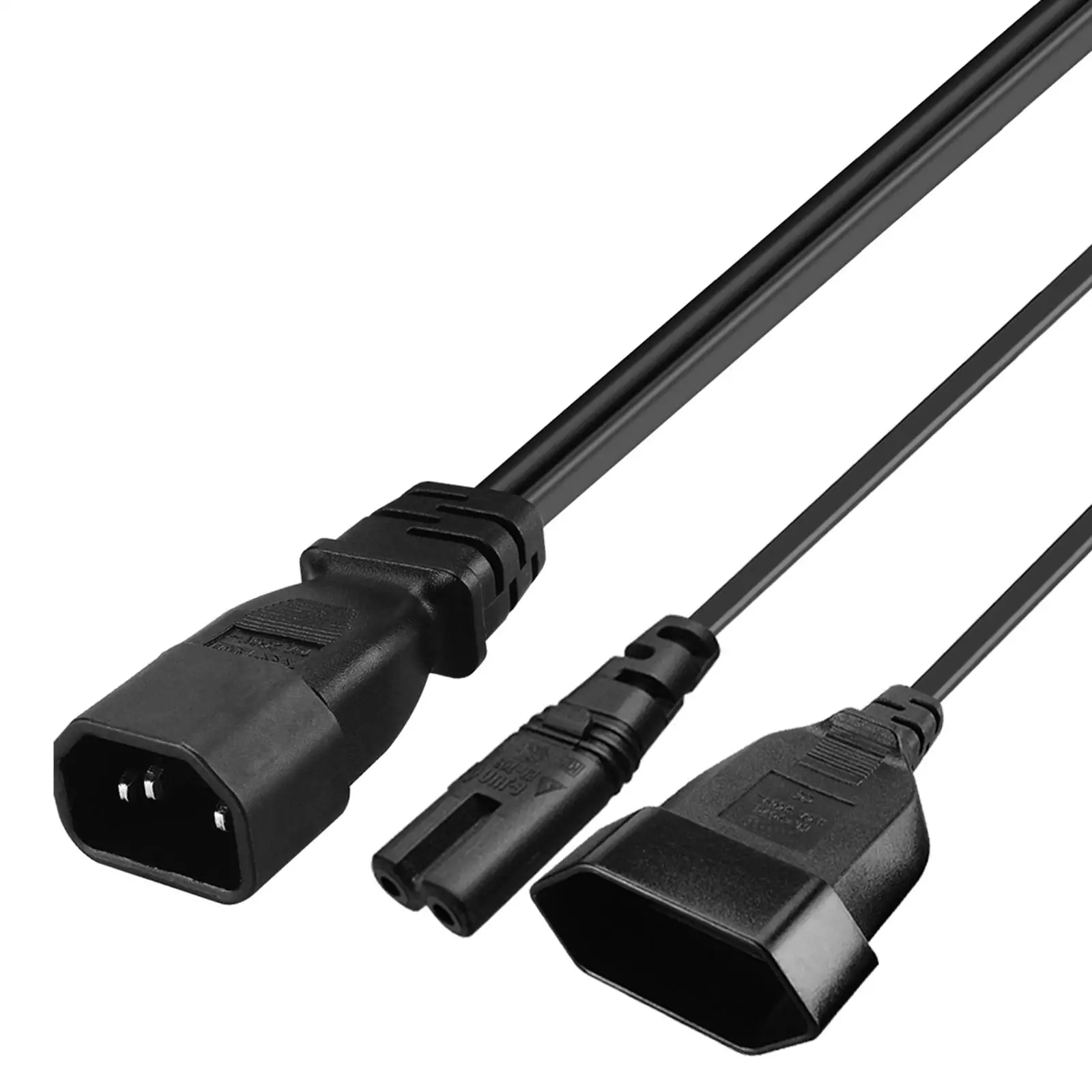 IEC 320 C14 Stecker auf C7 + EU Y-Splitter-Netzkabel Stecker auf Buchse Stromkabel C14 auf C7 + EU