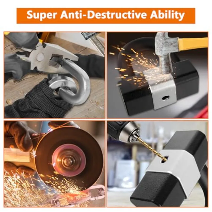 قفل سلسلة الدراجات النارية شديد التحمل 0.4 بوصة 10 مم × 10 قدم مع سميكة 17 مم مضادة للسرقة ومضادة للقطع ULock و3 مفاتيح مثالية لتأمين Mot