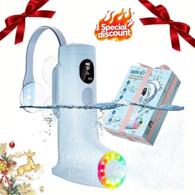 Cordless Bath Jets for Tub, Portable Jet Spa with 7-Color LED Light Waterproof