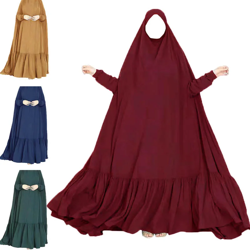 

Muslim Women Caftan One Piece Prayer Dress Hooded Abaya Islamic Clothing Dubai Saudi Black Robe Turkish Modesty Garment Kaftan