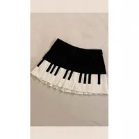 American Retro Black White Piano Half Skirt Women's Summer New Design High Waist Slim Fit Midi Skirt Stylish Slimming Skirt