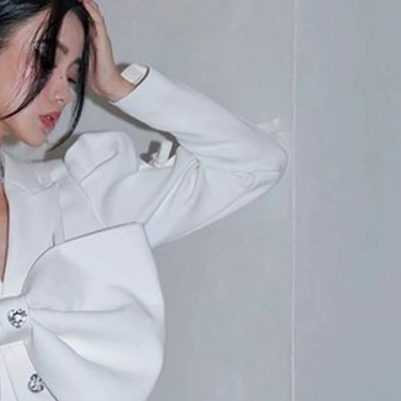 Women's Spring Autumn Blazers Outerwear Tops Suits Dresses A-line Skirts Bowknot Cover-up Buttons Aromatic Wind Design SimpleNew