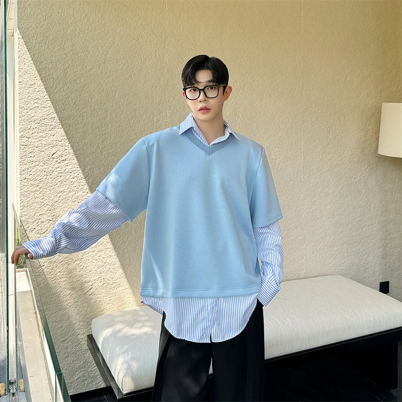 

Мужская свободная толстовка с капюшоном в полоску, в стиле пэчворк, осенняя, в корейском стиле, повседневная, с длинным рукавом, молодежная, модная, весна-осень