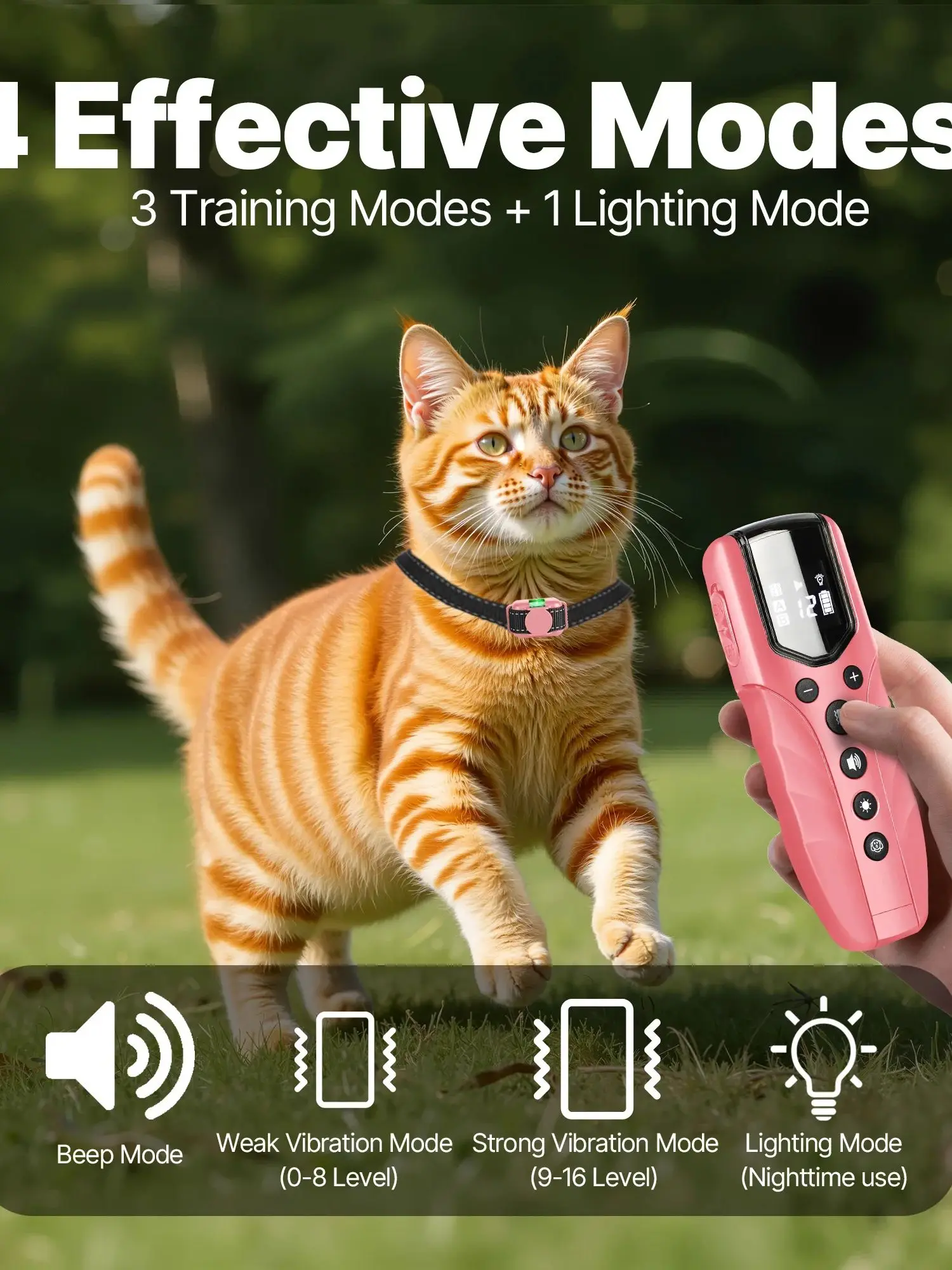 No Shock Cat Training Collar, vibrerende kattenhalsband met afstandsbediening 2000ft, piep- en vibratiekleur voor katten 8-100lbs, oplaadbaar - afbeelding 2