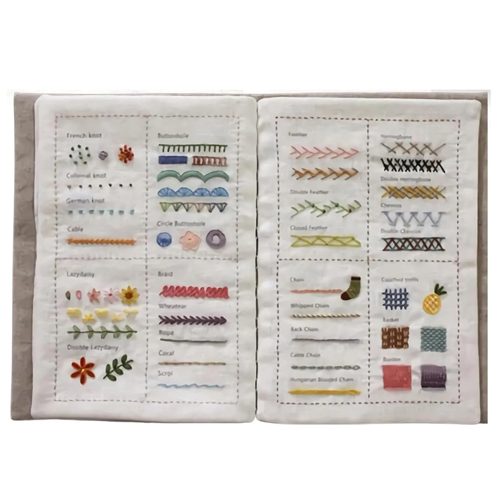 AT21-3X Diy Stitch Book Needlework Linen Flipbook Creative Hand-Made Linen Needle Book Embroider Sewing Picture Book