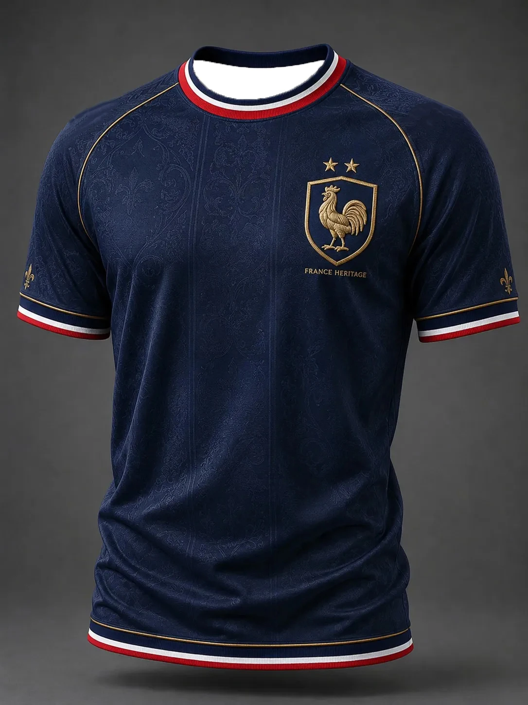 Men's France Football Printed Casual Short Sleeves T-Shirt Football Cultural T-Shirt