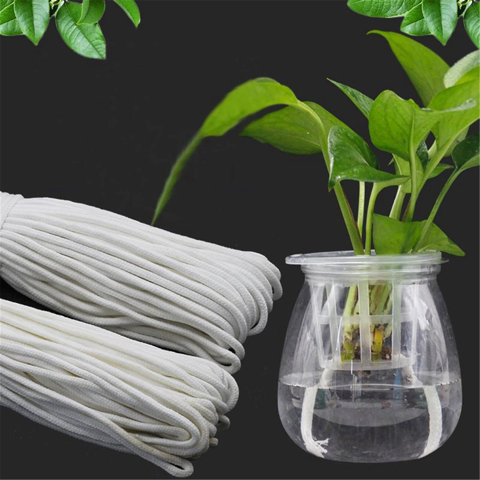 Self-watering Cotton Rope Drip Irrigation System Watering Wick Cord Washable Potted Plant Sitter 10M DIY Self-Watering Device