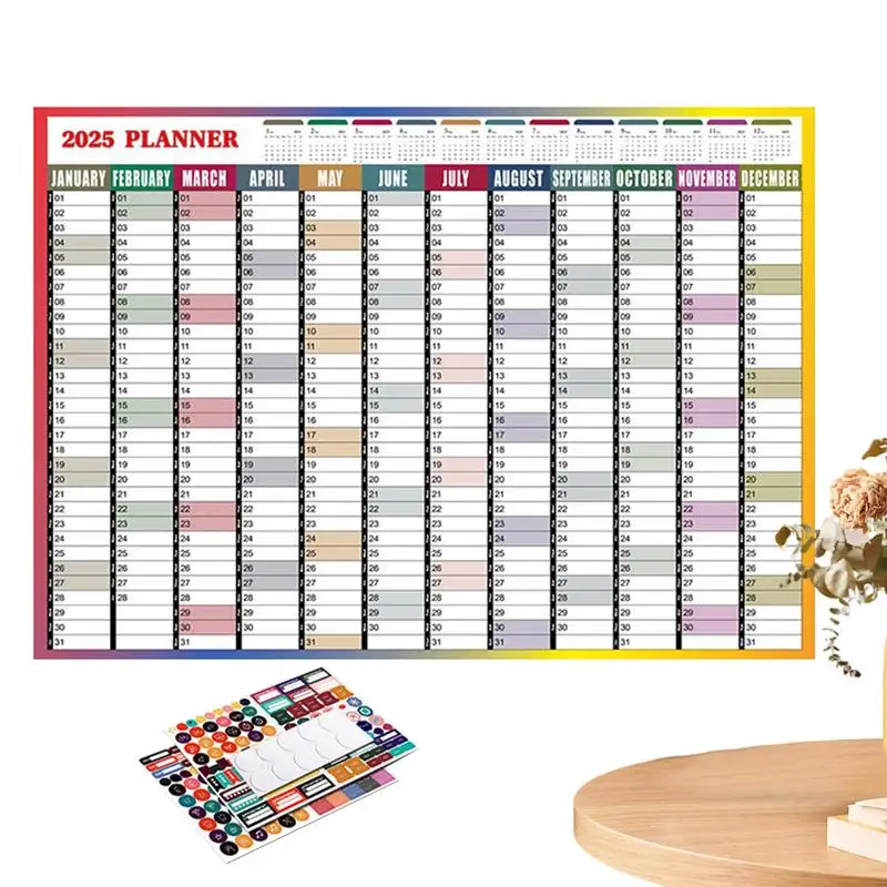 365 Day Wall Calendar 2025 12 Months Large Yearly Calendar With Stickers From Jan. 2025 To Dec. 2025 Thick Paper Home