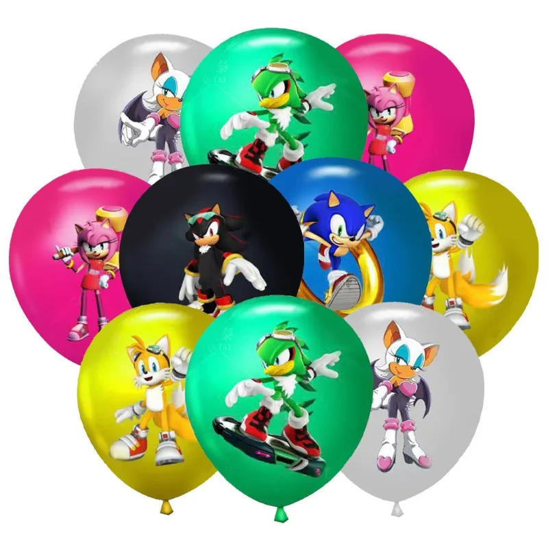 Paquete de 10 Globos de Látex de Sonic, Globos de Superhéroes de Sonic para Fiestas de Cumpleaños, Decoración para Fiestas, Juguetes, Suministros de Sonic