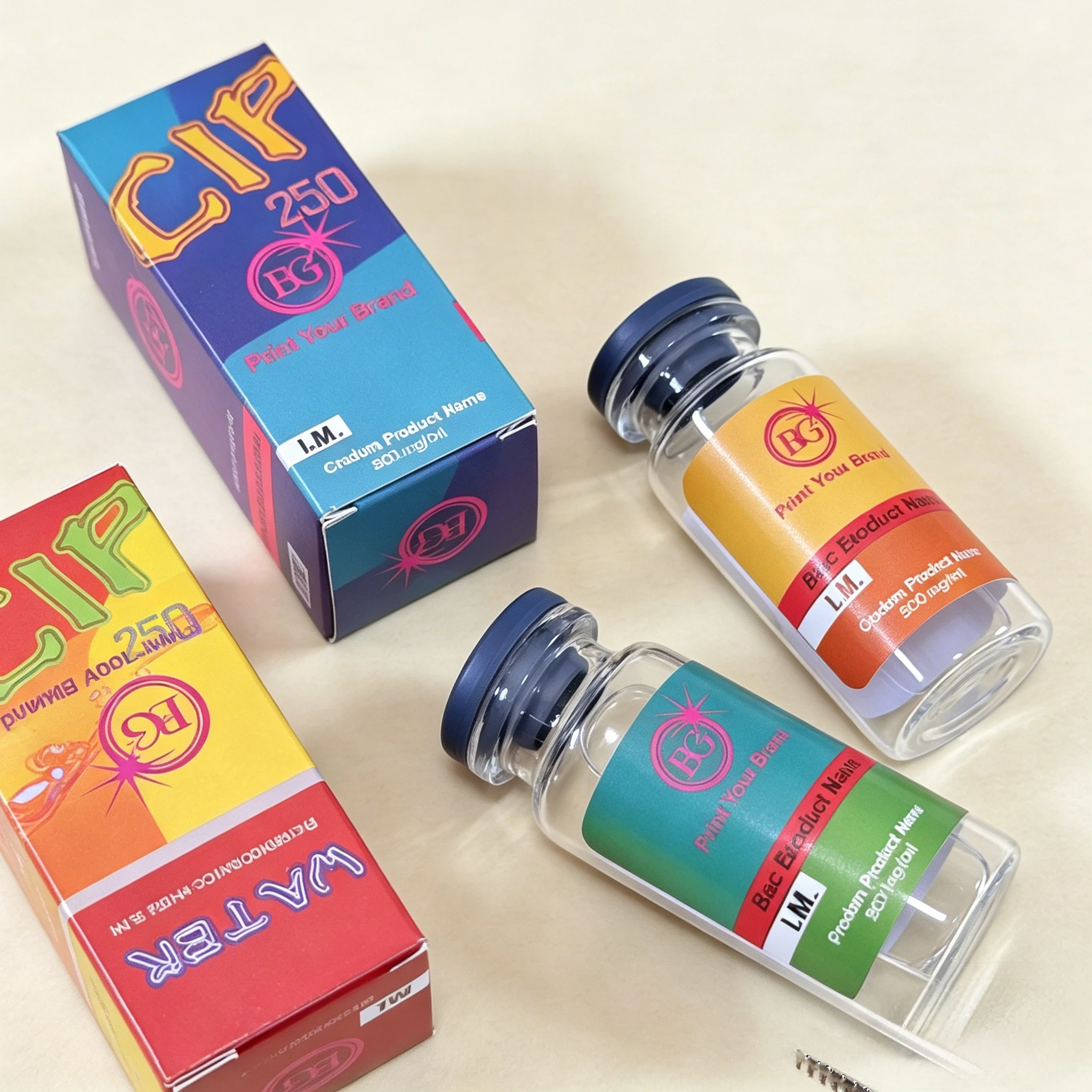 Luxury Recyclable Paper Packaging Cartons Custom Logo Printed Fit 3ml And 10ml Small Peptide Serum Bottles