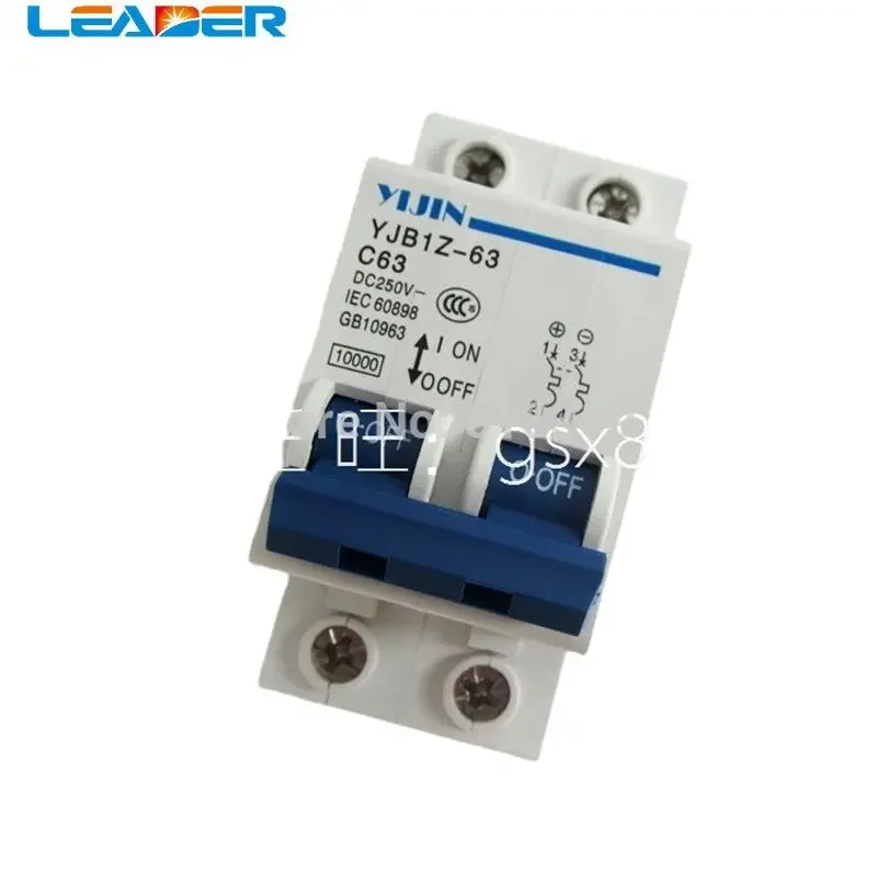 

LEADER SOLAR Free Shopping Hot Selling (2 Pieces/lot) 2P 63A DC250V MCB Solar Energy Photovoltaic (pv) Solar DC Circuit Breaker