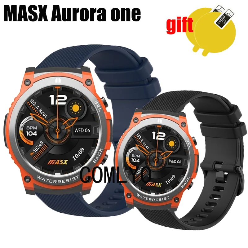 BAND For MASX Aurora one Strap Smart watch Silicone Soft Belt Bracelet Screen Protector film for Men Women