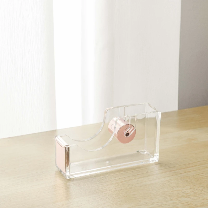 Acrylic Clear Office Desktop Tape Dispenser Tape Holder Gold Rose Gold for Office School Supplies