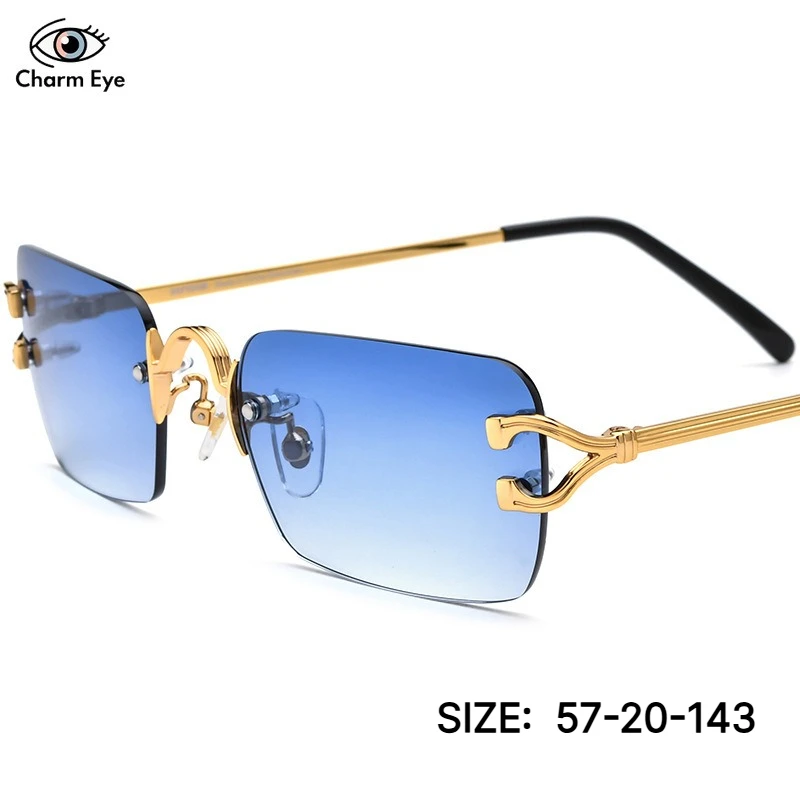 Sunglasses for Men Women 2026 New Fashion Metal Frameless Square Frame High-end Luxury Outdoor Sun Protection Travel Sun Glasses