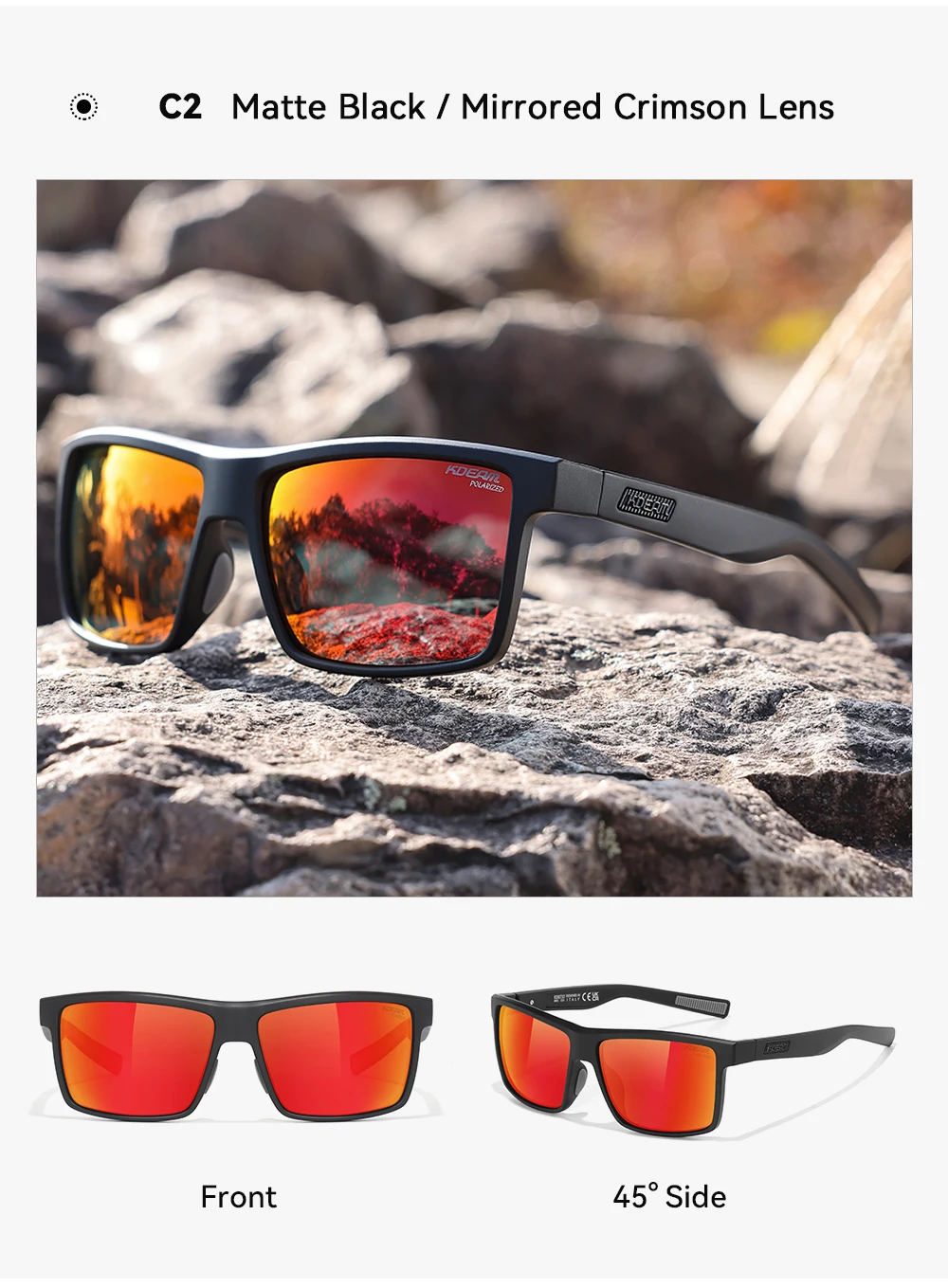 KDEAM Übergroße Herren-Sonnenbrille, polarisiert, TR90, große Sonnenbrille, Breite 160 mm, Schutzhülle im Lieferumfang enthalten, KD0737 MAX – Detail 12