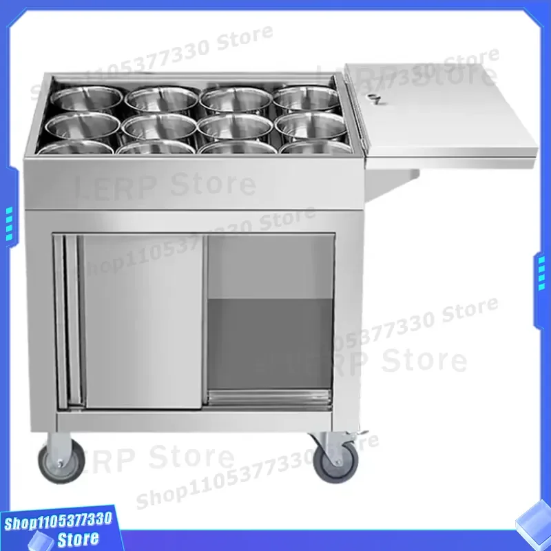 Stainless Steel Seasoning Cart Commercial Welded Mobile Kitchen Trolley with Wheels Heavy Duty Food Service Utility Truck for