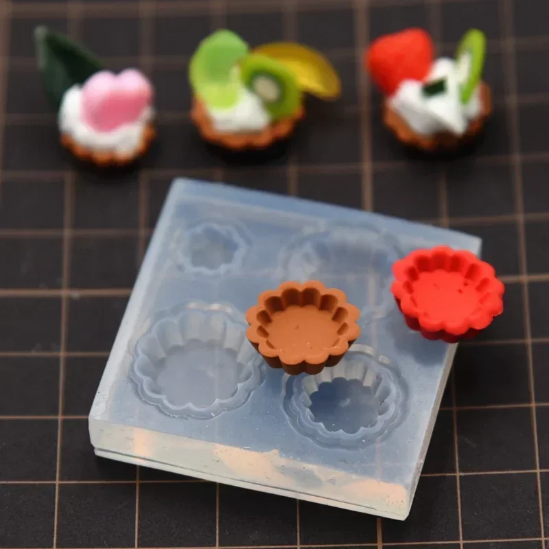 Miniature Fruit Tart Bottom Support Silicone Mold Simulated Cake Dessert Bottom Tray DIY Doll House Mini Food Toy Clay Tool view 2