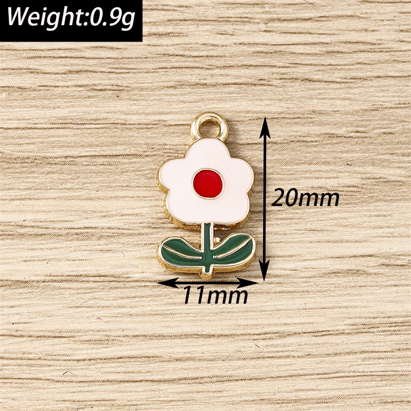10 Stück niedliche, bunte Emaille-Blumen-Anhänger für die Schmuckherstellung, Halsketten, Ohrringe, Armbänder, DIY-Bastelzubehör – Detail 7
