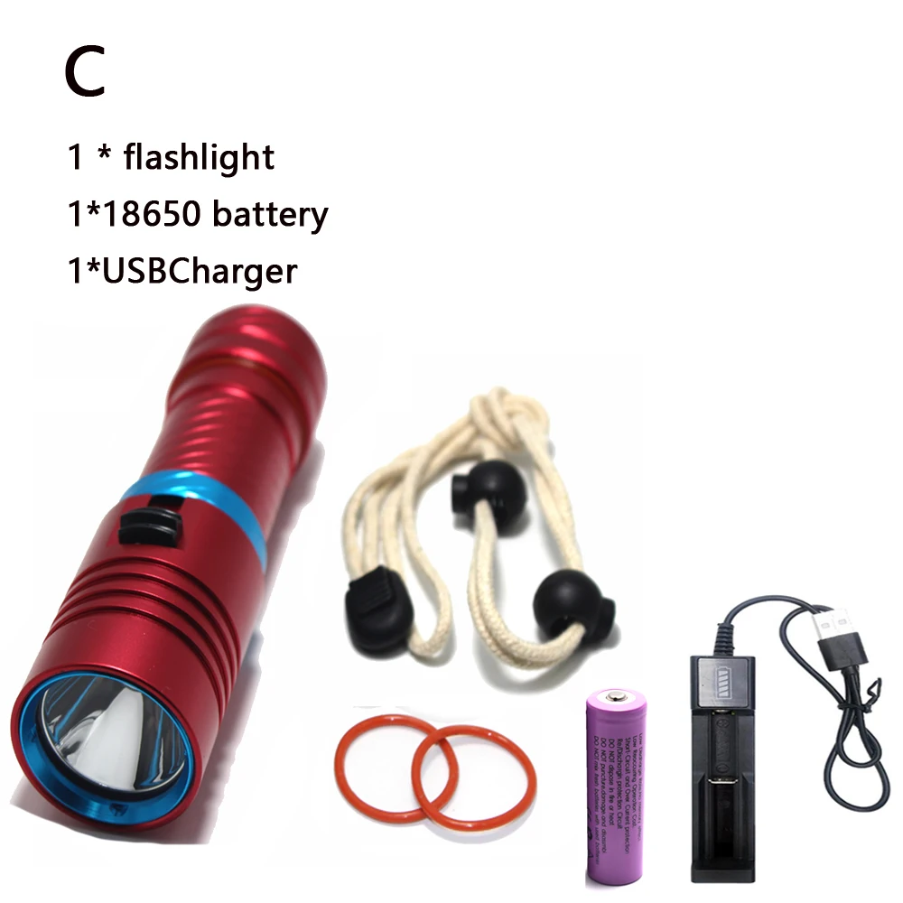La mejor linterna de buceo, lámpara LED subacuática, potente linterna L2 de 3800 lúmenes para acampar y pescar