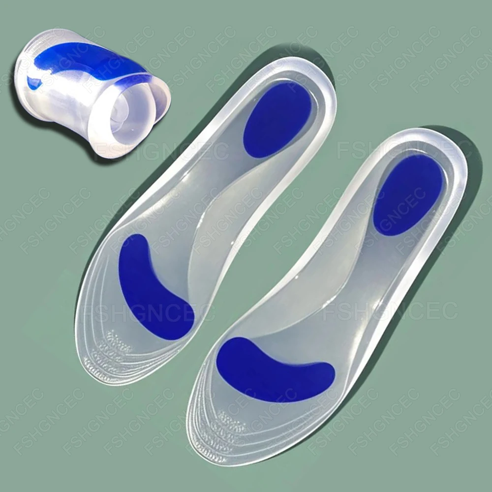 

2Pcs Silicon Orthopedic insoles Flatfoot Arch Support Plantar Fasciitis Relief Shoe Inserts Soft Gel Shock Absorption Shoes Pads