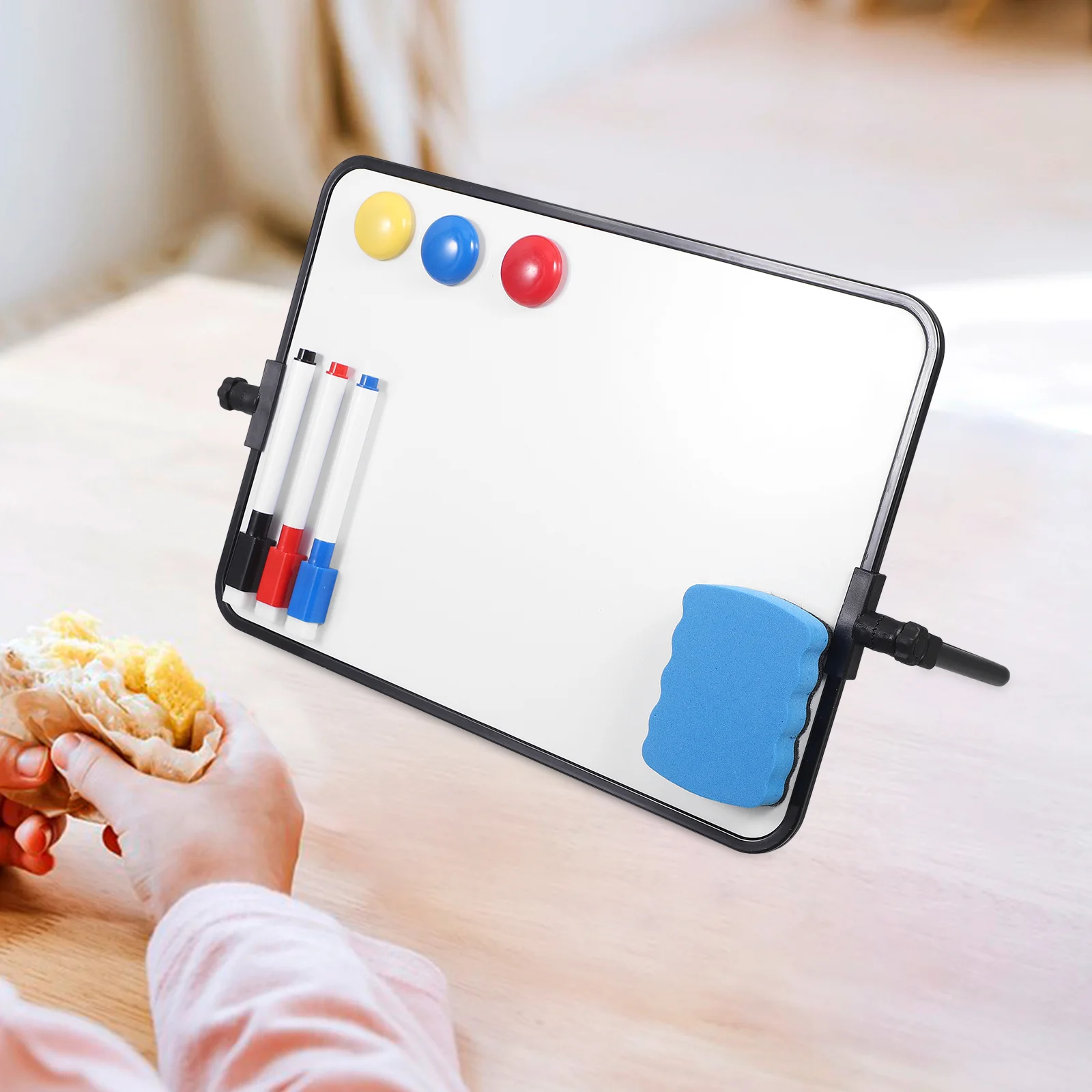 Double-Sided Magnetic Whiteboard Dry Erase Portable Calendar Office Note Message Stand (Blue) Blackboard Boards Wipe The