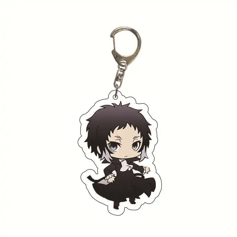 Q Version Anime Stray Dogs Keychain Shaking Osamu Dazai Nakahara Sensibility Cosplay key Chain Ring Keyring Pendant Accessories